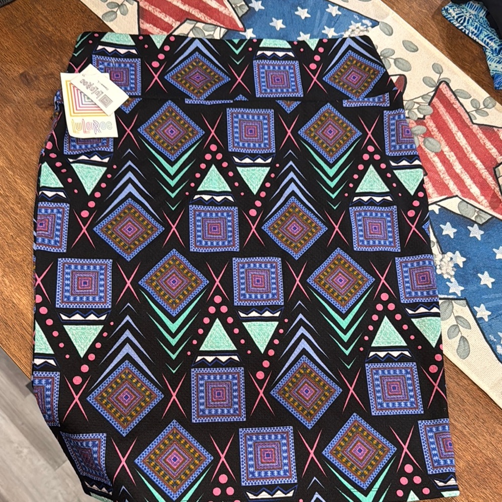 LuLaRoe Geometric Pencil Skirt - Black, Pink, Blue, Green
